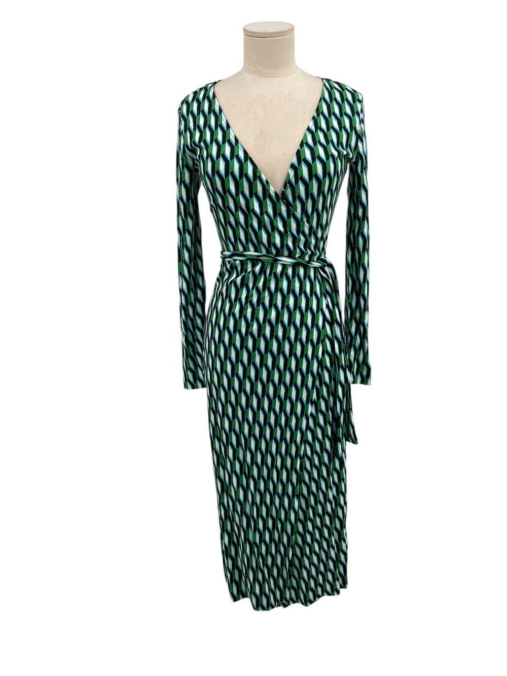 NWT Diane Von Furstenberg X Target Wrap Dress Arrow Geo Green Size XXS